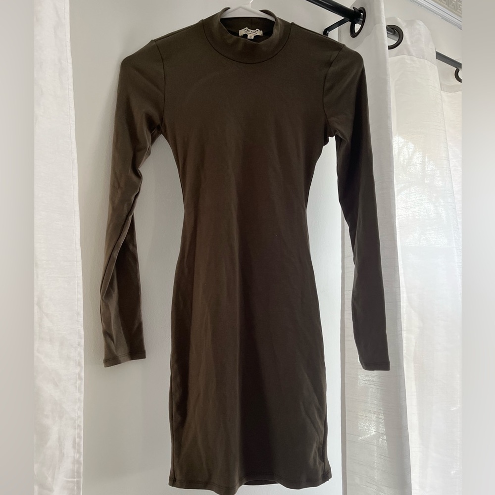 Olive green cut out back dress